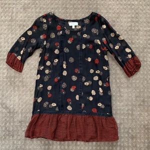 Moulinette Soeurs Semi Sheer Floral Silk Dress With Slip (S)